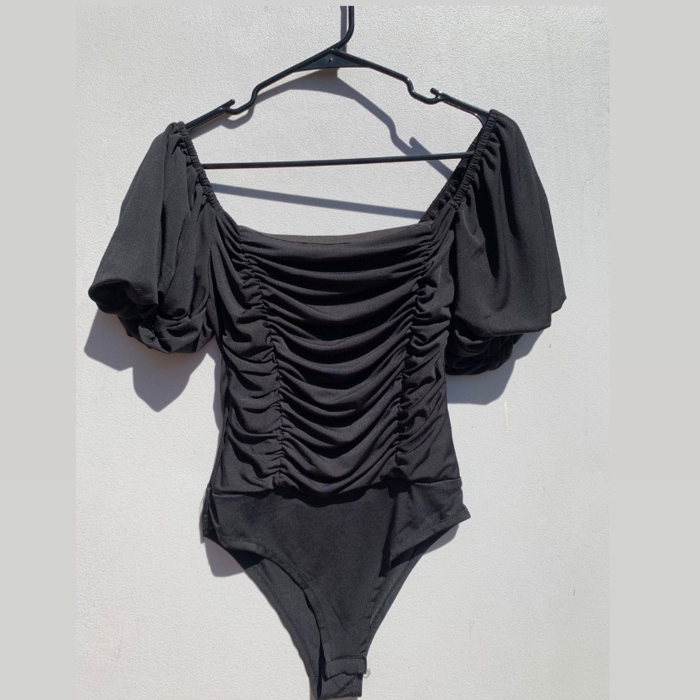 Black Ruched Bodysuit -Laura’s Boutique